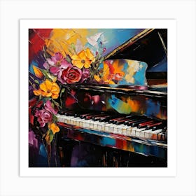 An Ultra High Definition Bohemian Oil Painting Featuring An Abstract Piano Close Up Filled With Vib 766092365 (1) Art Print