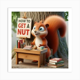 Squirrel selling a Book Art Print