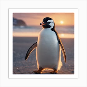 Penguin On The Beach Art Print