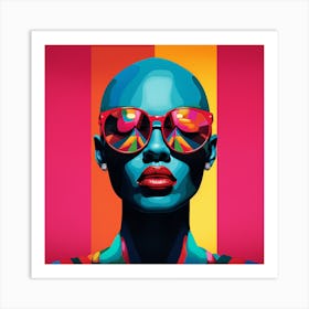 Woman In Colorful Sunglasses Art Print