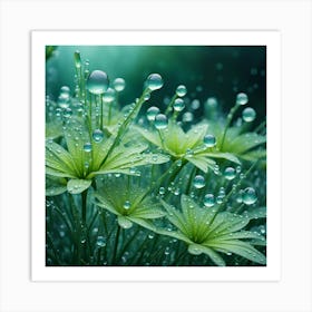 Flowers With Water Droplets Art Print