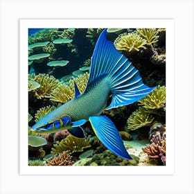 Blue Angelfish Art Print