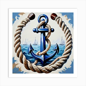 Ship anchor, Ropes, Oil painting 10 Art Print