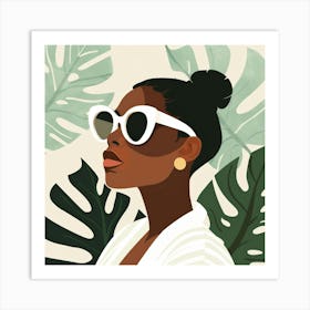 Illustration Of A Woman Wearing Sunglasses Art Print