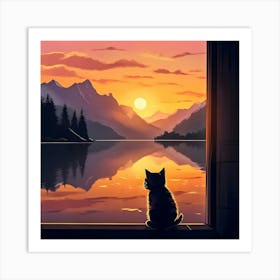 Cat Looking Out The Window Art Print