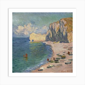 Étretat, The Beach And The Falaise D’Amont (1885) Art Print