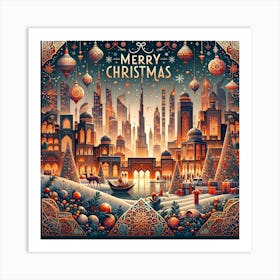 Merry Christmas City Art Print