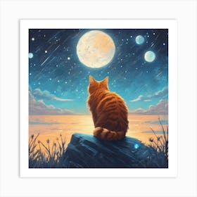 van gogh cat 2 Art Print