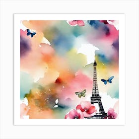 Paris Watercolor Painting Art Print