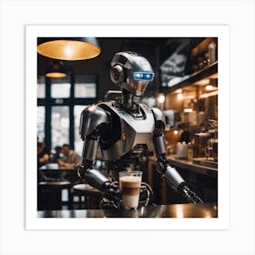 Robot at a Coffee Shop Art Print