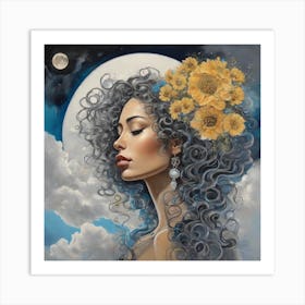 angelic floral woman Art Print