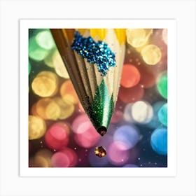 Pencil On A Colorful Background Art Print