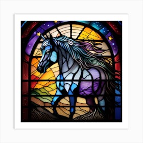 Horse stained glass Art Print