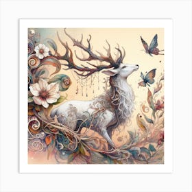 A white stag 1 Art Print