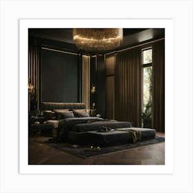 A High End Luxury Bedroom With Black Décor (2) Art Print