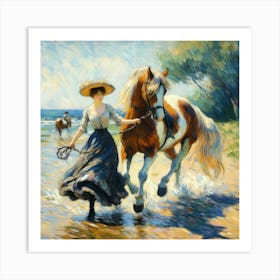 Woman And A Horse 1 Art Print