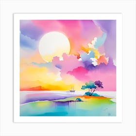 Sunset On The Island Art Print