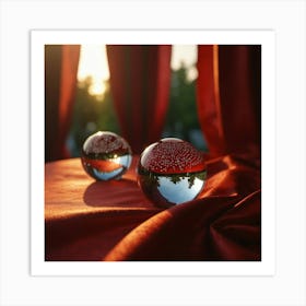 Two Glass Balls On A Table 1 Art Print