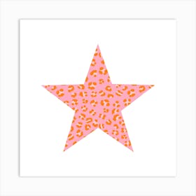 Pink Leopard Star Art Print