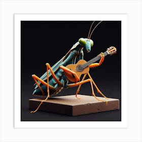 Mantis Playing Guitar Art Print