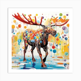 Moose With Balloons Art Print