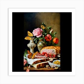 Bread And Flowers Art Print