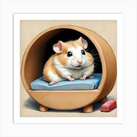 Hamster In Bed 1 Art Print