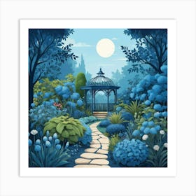 Graphic Design Blue Garden Art 1 Art Print