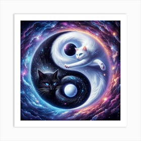 Cat Yin Yang Art Print