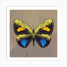 Mechanical Butterfly The Callicore Aegina On A Beige Background Art Print