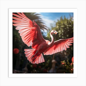 Flamingo In Flight Art Print