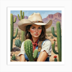 Cowgirl Cactus 2 Art Print Art Print