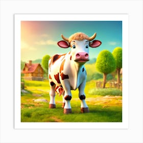 Cow In A Field Art Print