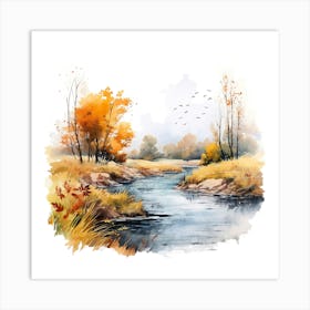 Watercolor Autumn Landscape 69 Art Print