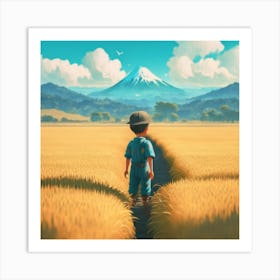 Boy In A Field Art Print