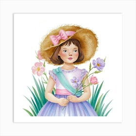 Little Girl With Flowers 3 Art Print