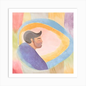 Man Meditating in Colorful Aura Art Print