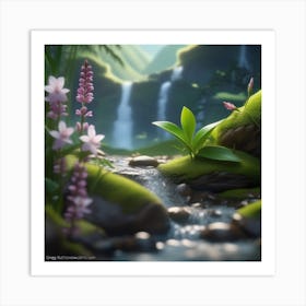 Waterfall In The Forest 1 Art Print