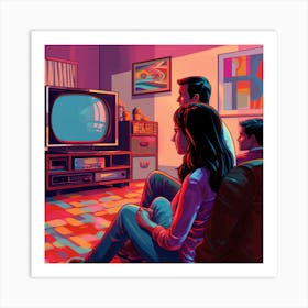 Tv In The Living Room Art Print