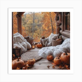 Front porch fall Art Print