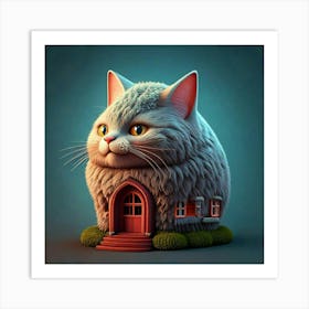 Firefly House, Cat, Shape, Whimsical, Unique, Creative, Feline, Architecture, Playful, Charming, Coz (3) Art Print