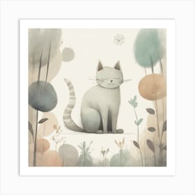 Cat In The Forest Art Print