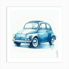 A Small Blue Car Art Print