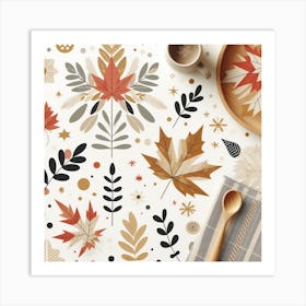 Scandinavian style, Maple Leafs 2 Art Print