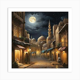 Egyptian City At Night art print 2 Art Print