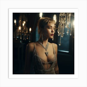 Miley Woman In A Dress gala at night Art Print