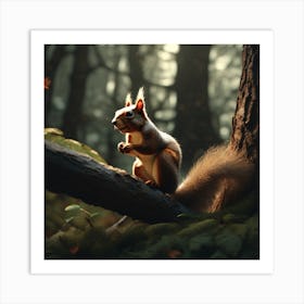 Squirrel In The Forest 321 Art Print