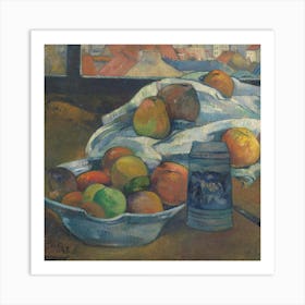 Bowl Of Fruit And Tankard Before A Window, Paul Gauguin Art Print