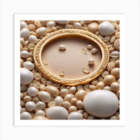 Gold Frame With Pearls Art Print