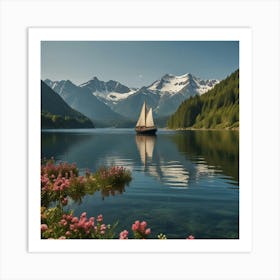 Sailboat On A Lake 1 Art Print